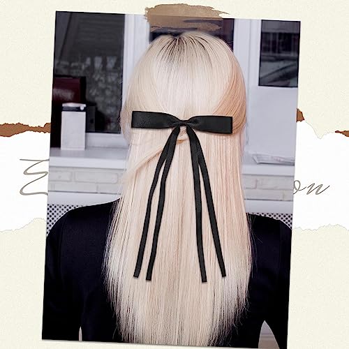 Hair Accessories, Black Red Milky White Navy Blue Tassel Barrette Clips and Long Tail French Bows for Women Girls, Gift for Birthday/Party/Show/Christmas