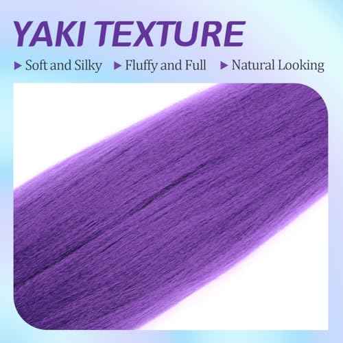 Purple Braiding Hair Extensions 30Inch Pre Stretched Synthetic Braiding Hair for Braids as Rumi Hair Style (purple, 30 Inch (Pack of 2))