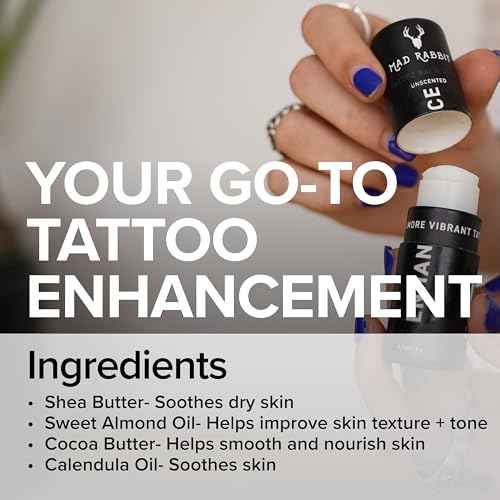 Enhance Tattoo Balm Stick-Tattoo Aftercare Brightener & Moisturizer, Clean, Color Enhancement, Fragrance-Free (.2oz)