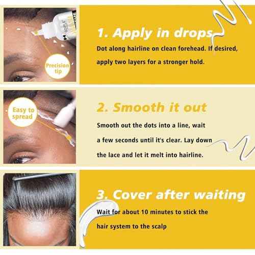 Goiple Wig Glue for Lace Front Wigs, Waterproof Lace Front Wig Glue for Wigs, Strong Hold Transparent Lace Adhesive for Hair Replacement Invisible Hair Bonding Wig Adhesive(1.28 fl oz)