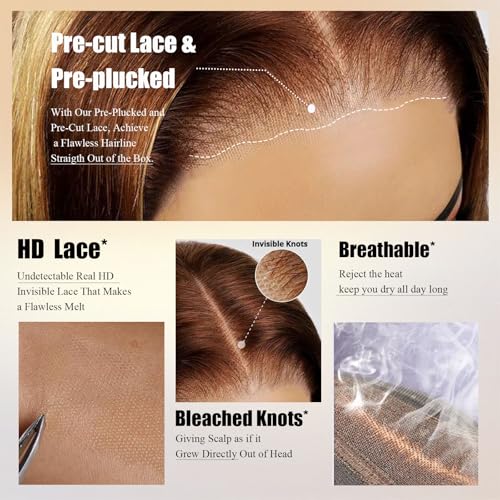 Chocolate Brown Wig 4x4 Hd Lace Front Wig For Black Women Wear And Go Glueless Wigs Human Hair Pre Plucked Pre Cut Colored Water Wave Wavy Chocolate Brown Glueless Wigs Curly Wig Human Hair #4 16inch