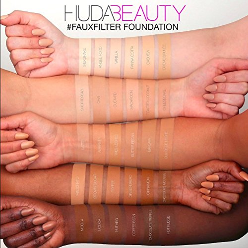 Huda Beauty Faux Filter Foundation in Gingerbread 430N #FauxFilter - Tan skin tones with neutral undertones