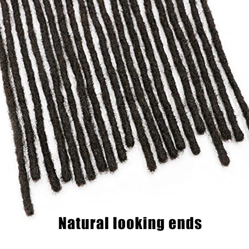 IXIMII 6 inch Human Hair Dreadlock Extensions 60 Strands 0.4cm Full Handmade Permanent Loc Extensions Soft Natural Black Dreads with Needle and Comb for Kids,Men,Women