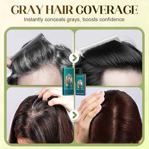 Plant Extract Hair Dye for Gray Hair, Gentle Plantessenge Formula Mild Ingredients, Natural Plant Hairs-Dyes 207ml, Suitable for Both Old and Young People, Precisely Covers Gray Hair (Natural Black)