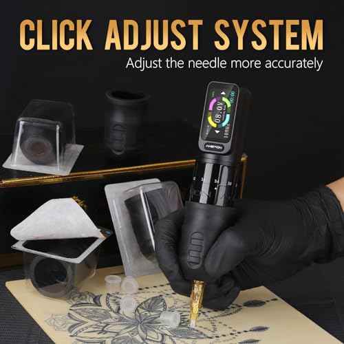 Ambition Mars-U P1 Disposable Tattoo Grips - 12Pcs 38MM Professional Tattoo Rubber Grip Cover with Click Adjust System Supply for Rotary Mars-U, Seher & Paco Tattoo Pen Machine Gun