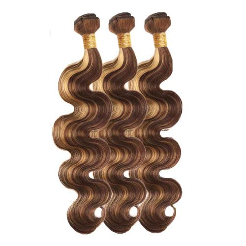 P4/27 Highlight Brown Bundles Body Wave Bundles Human Hair 30 32 34 Inch Unprocessed Brazilian Virgin Weave Hairs Blonde 3 Bundle 50 Gram Per Bundle Human Hair Extensions