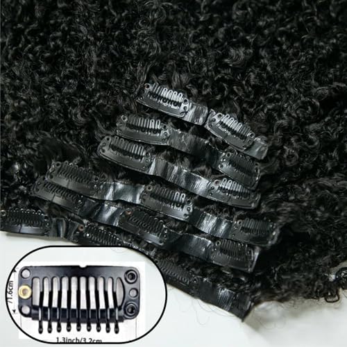 Seamless Afro Kinky Curly PU Clip in Extension Real Human hair For Women 7Pcs Seamless Clip ins Full Head 120g Natural Color 16Inch