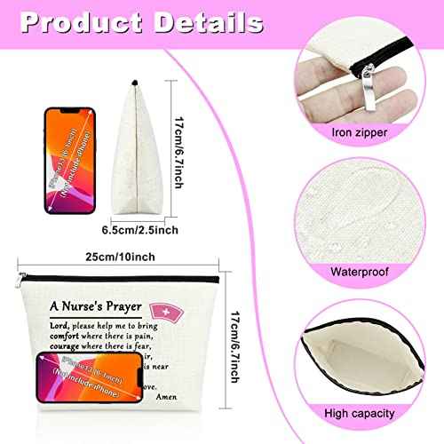Mxrymvu Nurses Cosmetic Bags Nurse Prayer Gifts Makeup Bag Nurse Student Graduation Gift Nurse's Week Gift Inspirational Gifts for RN Thanksgiving Christmas Birthday Present Travel Toiletry Pouch