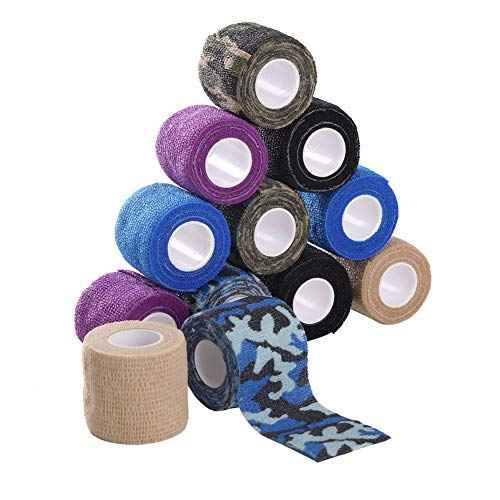 12pcs Disposable Cohesive Tattoo Grip Cover Wrap 2 Inch x 5 Yards Self Adhesive Bandage Breathable Cohesive Bandage Wrap Rolls Elastic Self-Adherent Tape for Stretch Athletic, Sports, Wrist, Ankle