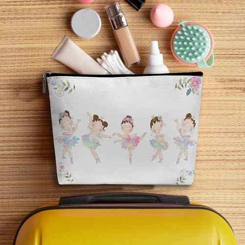 Ballet Dance Makeup Bag, Ballerina Dance Recital Gifts For Girls, Travel Cosmetic Bag, Thank You Birthday Graduation Gifts for Dance Mom Teacher A01