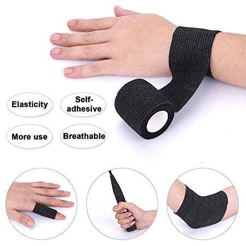 Tattoo Grip Cover Wrap - Romlon 6pcs Disposable Cohesive Tattoo Grip Wrap Self Bandage Wrap Elastic Tattoo Grip Tape Tube for Tattoo Machine Tattoo Grip Accessories Sports Tape Cover