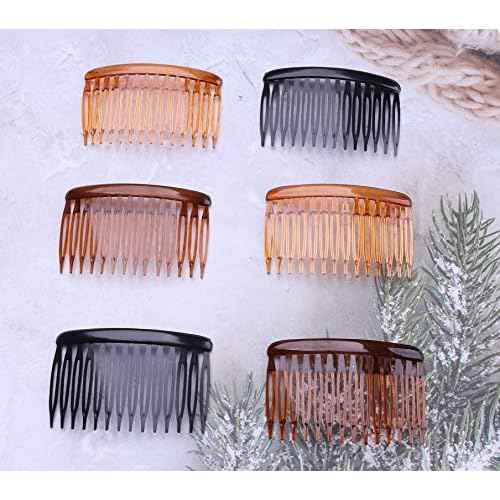6 Pcs 14 Teeth Hair Side Comb Transparent Twist French Vintage Style Hair Clips Pins Accessories for Women Girls Bridal Wedding Veil Fine Hair