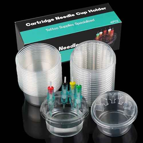 40PCS Disposable Tattoo Cartridge Cup Holder Plastic Tattoo Cartridge Tray For Tattoo Inks Needle Holder Placement Rack Disposable Plastic Cup Working Cup Cleaning Cup