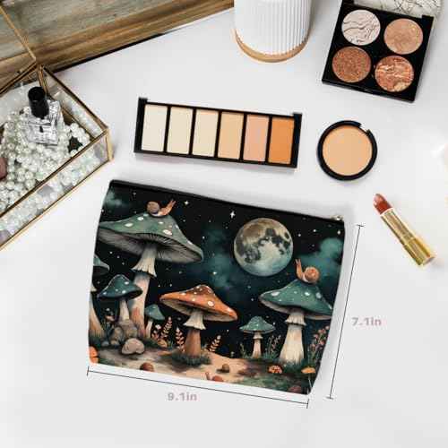 Wenboco Mushroom Makeup Bag, Mushroom Gifts Travel Makeup Case Cosmetic Bags for Women, Portable Pouch Purse Travel Essentials Toiletries Accessories, Christmas Birthday Gifts