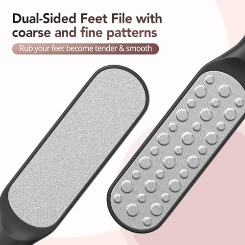 2 Pack Foot File Callus Remover, Durable Foot Scrubber for Hard Dead Skin, Foot Rasp and Double-Sided Foot Heel Scraper for Cracked Heels & Corns, Stainless Steel Pedicure Feet File Tool