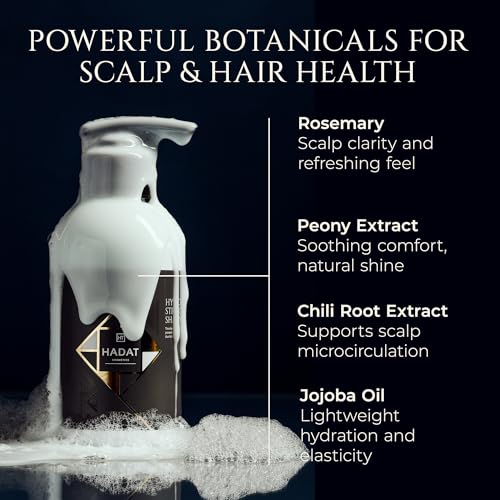 HADAT Root Strengthening Shampoo Hair Growth - Premium Rosemary Clarifying Shampoo for Oily Scalp - Moisturizing Volumizing - Sulfate Low, p-H Balanced, for Women & Men (27.05 Fl Oz)