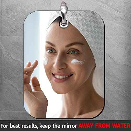 Shaving Mirror, Unbreakable Shower Mirrors, (Small,6 inches x 4 inches) Bathroom Handheld Mirror for Men and Women Portable Camping Travel Mirrors,Frameless Handheld for Makeup