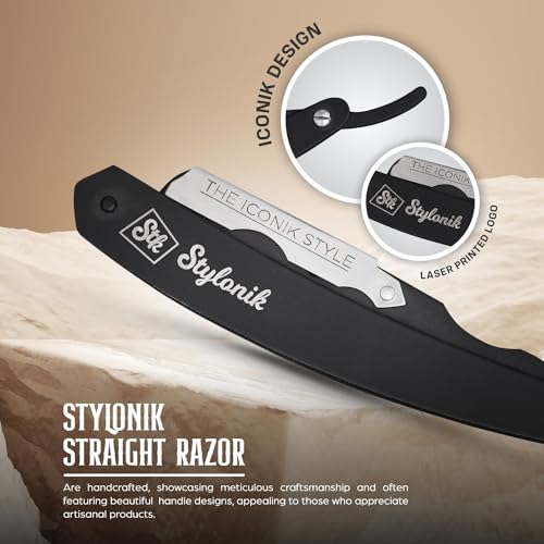 Professional Straight Edge Barber Razor ? 60 Single/30 Double-Sided Stainless Steel Blades for Men & Women, with Leather Case (Silver)