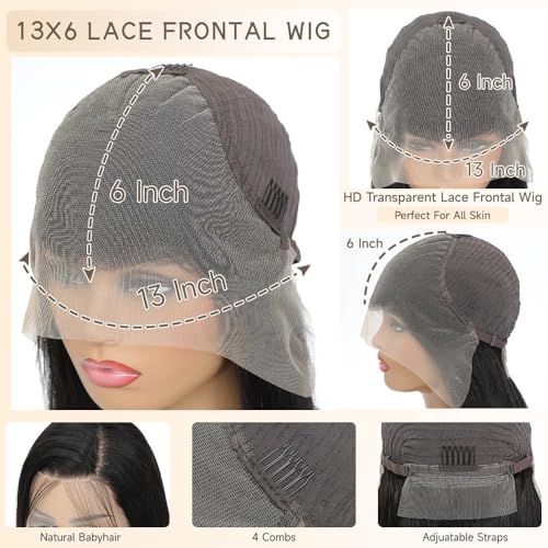 13x6 Deep Wave Lace Front Wigs Human Hair Pre Plucked 180% Density 13x6 HD Lace Frontal Deep Curly Lace Front Wigs for Women Curly Human Hair Wig Glueless Deep Wave Frontal Wigs with Baby Hair 22Inch