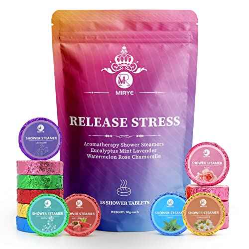 18-Pack Shower Steamers Aromatherapy, Christmas Stocking Stuffers Gifts for Women or Men, Organic Shower Bombs with Chamomile Rose Lavender Mint Watermelon Eucalyptus Essential Oil