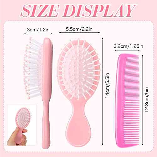 Nuanchu 12 Pcs Mini Wet Hair Brush and Comb Set Travel Brush Small Plastic Detangler Comb for Kids Toddler Baby Wet Curly Hair(Light Color)