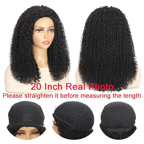 Half Wig Human Hair 3 In 1 Special Curly Half Wigs for Black Women 200% Density Wear and Go Glueless Wig Drawstring Ponytail Seamless Flip Over No Lace Headband Wig Beginner Friendly 16 Inch