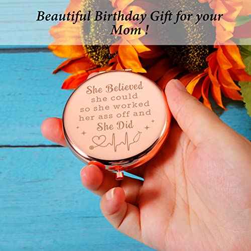 ZZP Nurse Practitioner Gifts for Women, LPN Student Must Haves, Compact Mirror, She Believed She Could So She Worked, Nurse Accessories for Work Medical Assistant Nursing Essentials RN Gifts