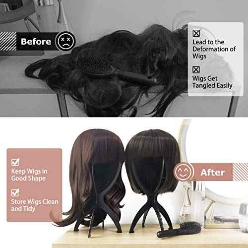Dreamlover Wig Stand, Wig Head Stand, Wig Holder for Multiple Wigs, Black, 3 Pack
