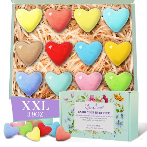 12 Pcs XXL Bath Bombs for Women Gift Set, Valentine's Day Bubble Bathbombs for Girlfriend, Her, Girls, Wife, Shea & Coco Butter Dry Skin Moisturize, SPA Relaxing Aromatherapy, Mothers Day Gift