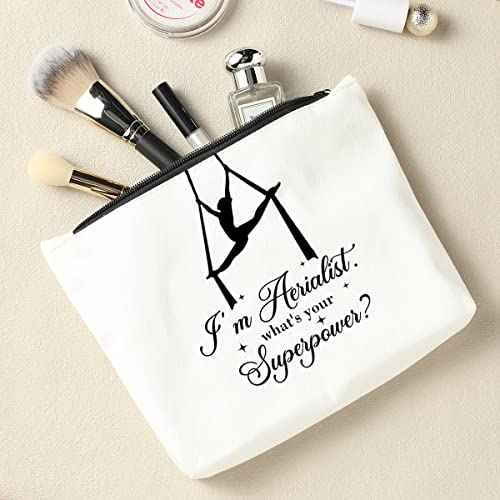 Aerial Yoga, Dancer Travel Bag, Gymnasts, I'm Aerialist, What's Your Superpower? Aerial Hoop Lover Gift Dance Gifts, for Teen Girls Gymnastics Birthday christmas Gymnastics Cosmetic Bag