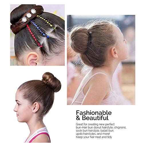 NICEMOVIC Bun Maker, 2PCS Medium Hair Donut Shaper, Ring Style Bun for Short and Thin Hair (3 Inch/Brown)