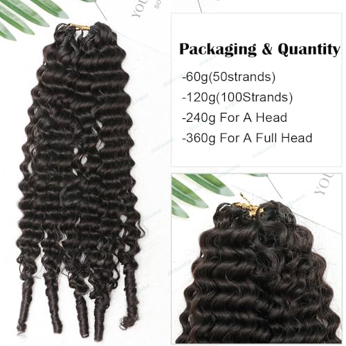 Feather Crochet Human Hair With Tight Curly Ends Invisible Knots Deep Curly Crochet Human Hair Extensions Knotless Pre-Separated 18inch 60g