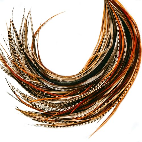 50 Natural Color Hair Extensions ? 9¡±?14¡± Long ? DIY Rooster Kit with 50 Micro-Link Beads ? 100% Real Feathers ? Eye-Catching Boho Style