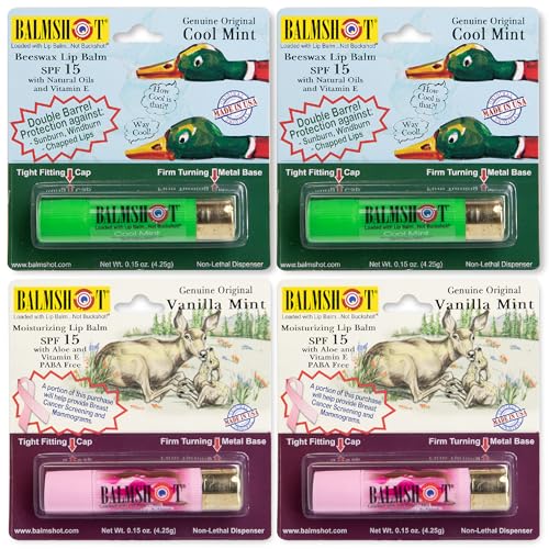 BALMSHOT Lip Balm 4 Pack (Minty Combo Variety Pack)