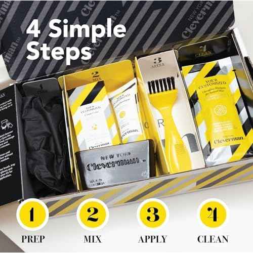 CLEVERMAN Lightest Blond Hair & Beard Dye for Men, All-in-One Reusable Kit - Men's Color For Natural-Looking Gray Coverage, Professional-Quality and Ammonia-Free