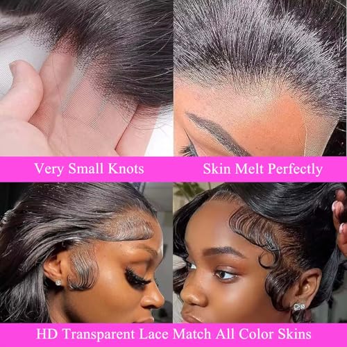 200 Density Body Wave Lace Front Wigs Human Hair Pre Plucked Pre Bleached Knots 13x4 HD Lace Frontal Wigs Human Hair Real Human Hair Wig 24 Inch