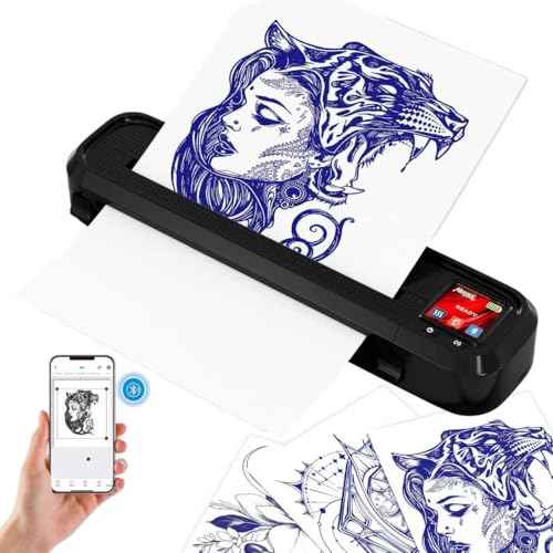 Neebol Tattoo Stencil Printer with LED Screen, Wireless Tattoo Printer Machine, 10pcs Stencil Paper, Bluetooth Portable Tattoo Machine for Artists & Beginners, Compatible with Smartphone & PC