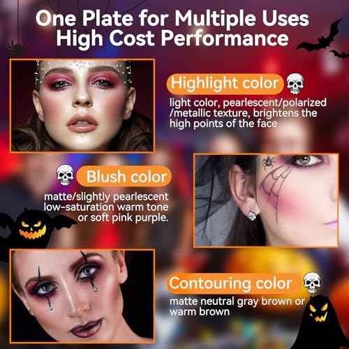 Halloween Eyeshadow Palette, Halloween Makeup Palette 35-Color Goth Makeup palette Suitable for Special Effects Skeleton Clown Costumes, High-Pigment Long-Lasting Eyeshadow Set