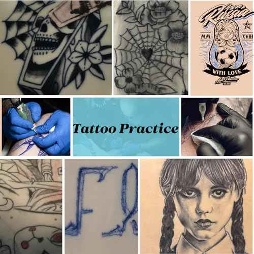 15Pcs 3MM Tattoo Practice Skins - Worldget Double Sided Fake Skin for Tattooing, 7.4"x5.6" Silicone Tattoo Skin Kit for Machine Practice, Beginners & Pros