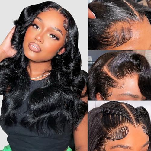Human Hair Wig Body Wave Lace Front Wigs 180% Density 13x4 Pre Plucked Natural Hairline with Baby Hair HD Frontal Lace Wig For Women 24 inch