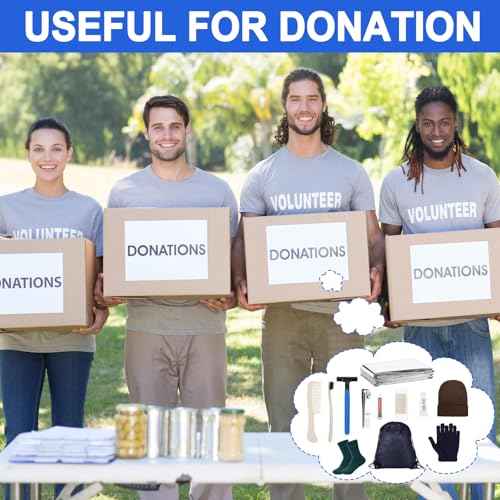 Coume 288 Pcs/24 Set Homeless Care Package Supplies Bulk Winter Hygiene Kit for Homeless Care Included Drawstring Bags Blankets Winter Item Sets and Toiletry Kits for Men Women
