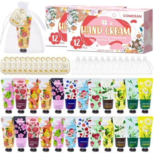 24 Pack Hand Cream Gift Set for Women, Mini Hand Lotion Travel Size in Bulk for Dry Cracked Hands, Natural Plant Fragrance Moisturizer Lotion for Mother, Teacher Appreciation and Bridesmaid Present