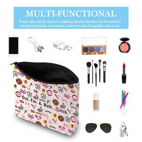 GJTIM BTVS TV Show Inspired Gift Out For A Walk Bi*ch BTV Vampire Makeup Zipper Pouch for Fans (Walk Bit*ch Bag)