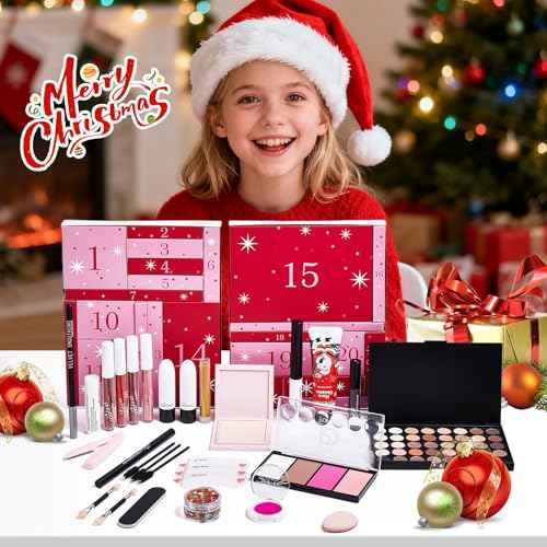 Makeup Advent Calendar 2025 for Girls Teens,Advent Beauty Calendar,24 Days Christmas Gifts Set,Xmas Holiday Countdown Surprises Make up Gift Kit with Eyeshadow Palette for Makeup Starter