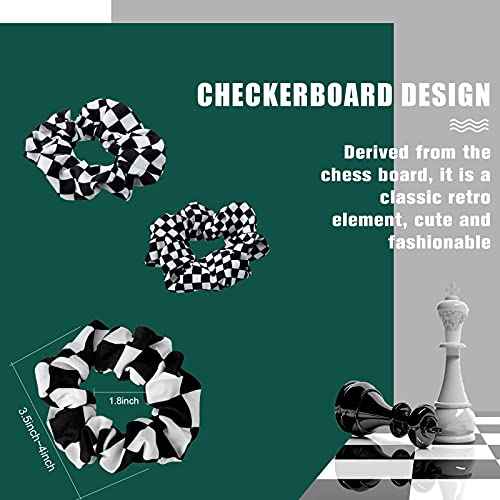 12 Pieces Checkered Scrunchies Hair Ties - Christmas Buffalo Plaid Elastic Ponytail Holders in Black and White for Girls and Women