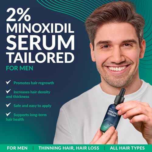 Minoxidil for Men 5% - Hair Growth, Beard Growth Kit Minoxidil 5 Percent + Vitamin E, Ginseng, Ginger Extract, Biotin Hair Growth Serum - Anti Hair Loss, Regrowth Treatment