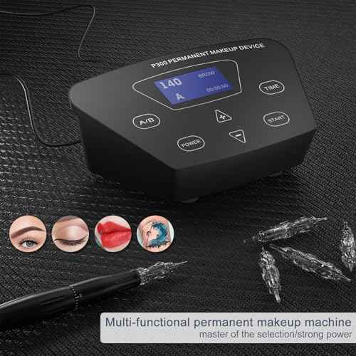 Permanent Makeup Machine - BIOAMSER P300 Permanent Makeup Tattoo Machines Device Kit Include Digital Permanent Makeup Power Supply Permanent Makeup Tattoo Pen and 2 Clip Cord with 10pcs Needles