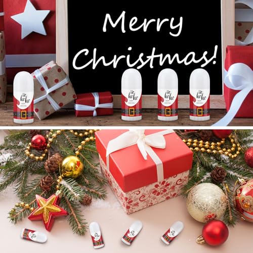 50 Pcs Christmas Mini Lip Balm Pack Thank You Gifts Moisturizer Assorted Flavors Beeswax Natural Ingredients Dry Chapped Lip Care Products for Coworkers Women Friend Men(Santa Claus)