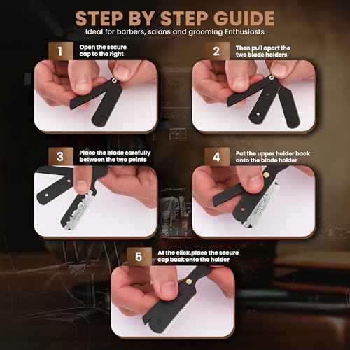 Utopia Care Professional Straight Razor for Men, Barber Straight Edge Razor Safety with 100 Pack Blades, Black