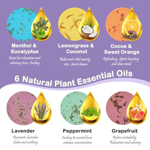 Shower Steamers Aromatherapy Shower Bombs Christmas Self Care Relaxation Gifts for Women and Men Includes Eucalyptus for Shower -XL 6packs